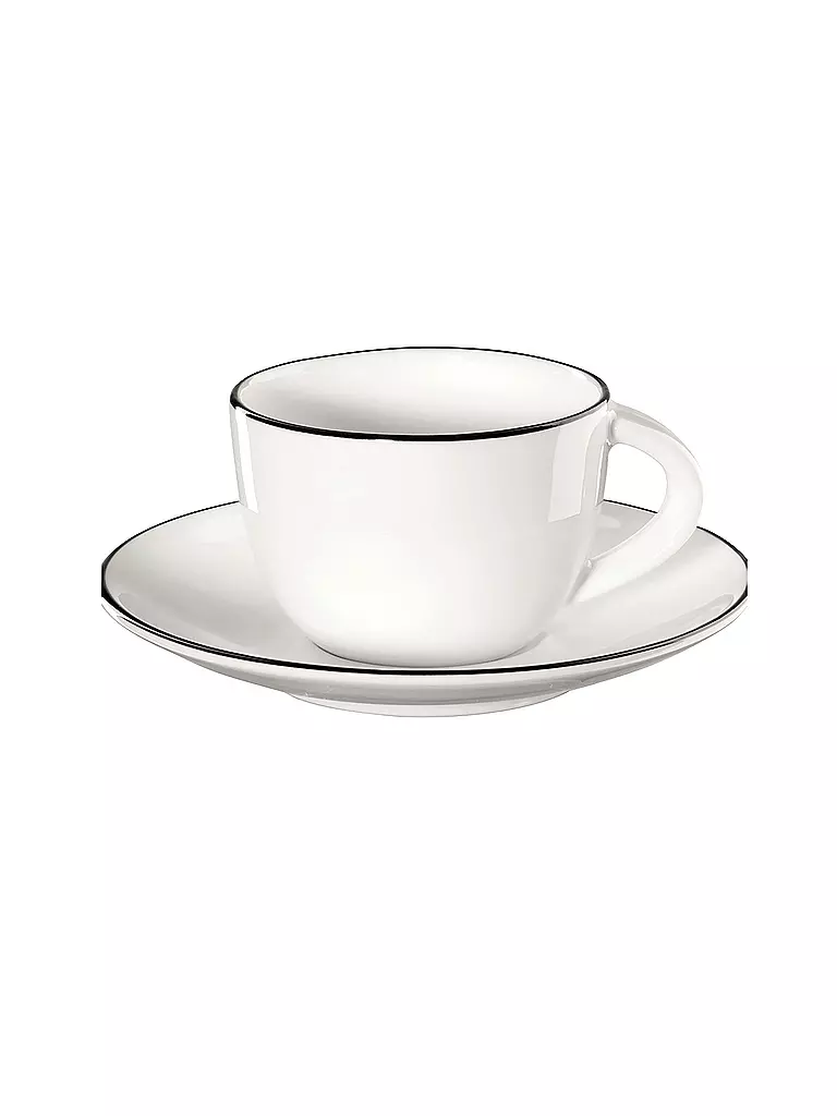 ASA SELECTION | Tazzina da espresso con piattino "à table ligne noir" 70ml | Bianco