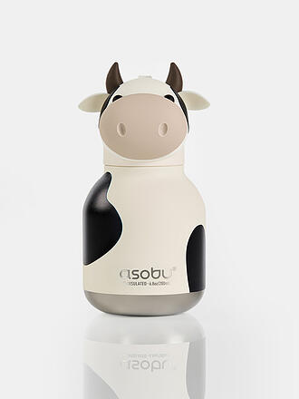 ASOBU | Mini borraccia termica per bambini MUCCA 0,2 l Bianco/Nero