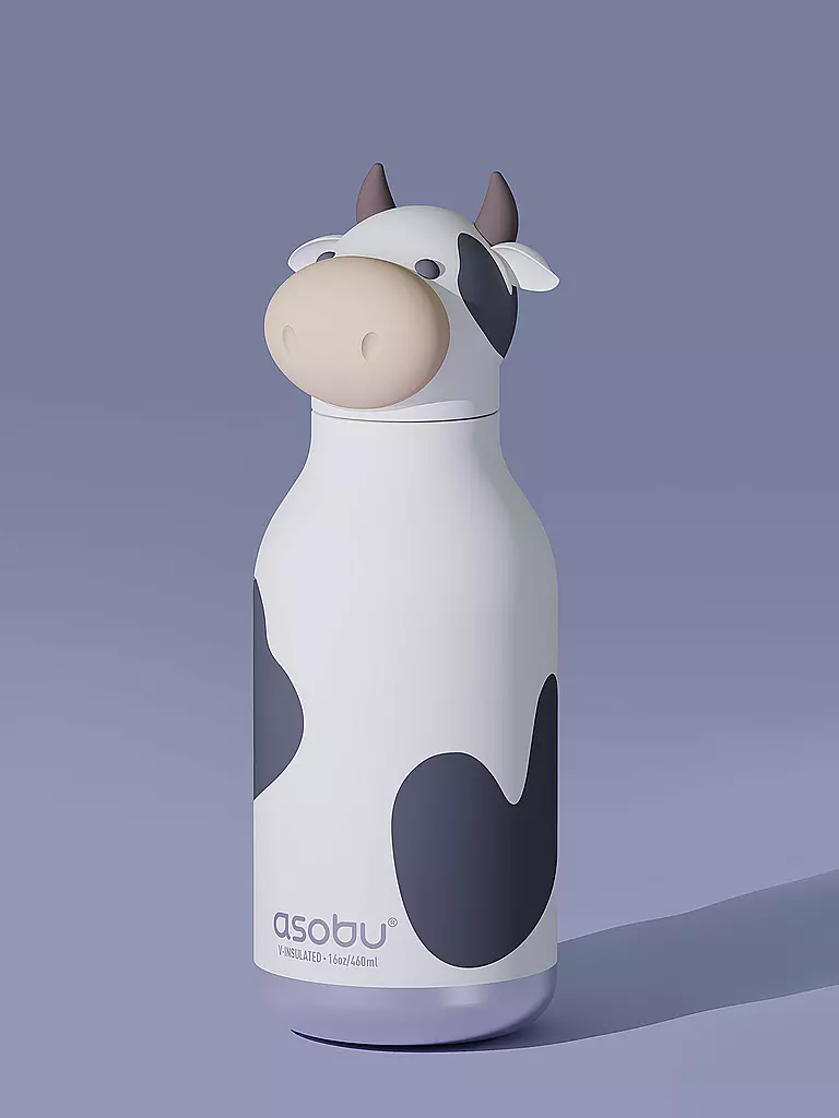 ASOBU | Borraccia termica 460ml MUCCA bianco / nero | Bianco