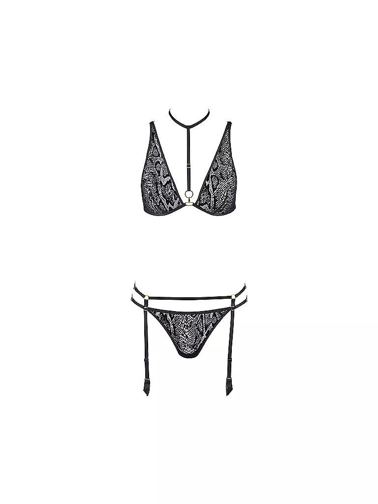 AUBADE | Set reggiseno con ferretto e perizoma nero pitone | Nero