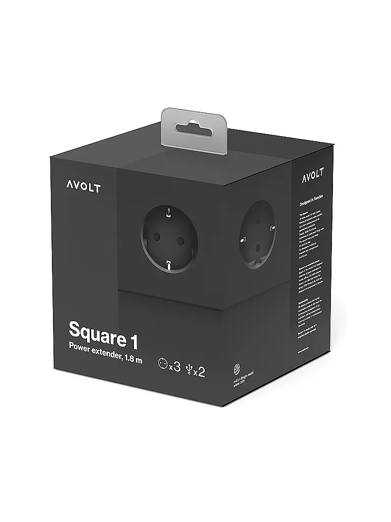 AVOLT | Multipresa Square 1 F 1.8MT Stockholm Black | 