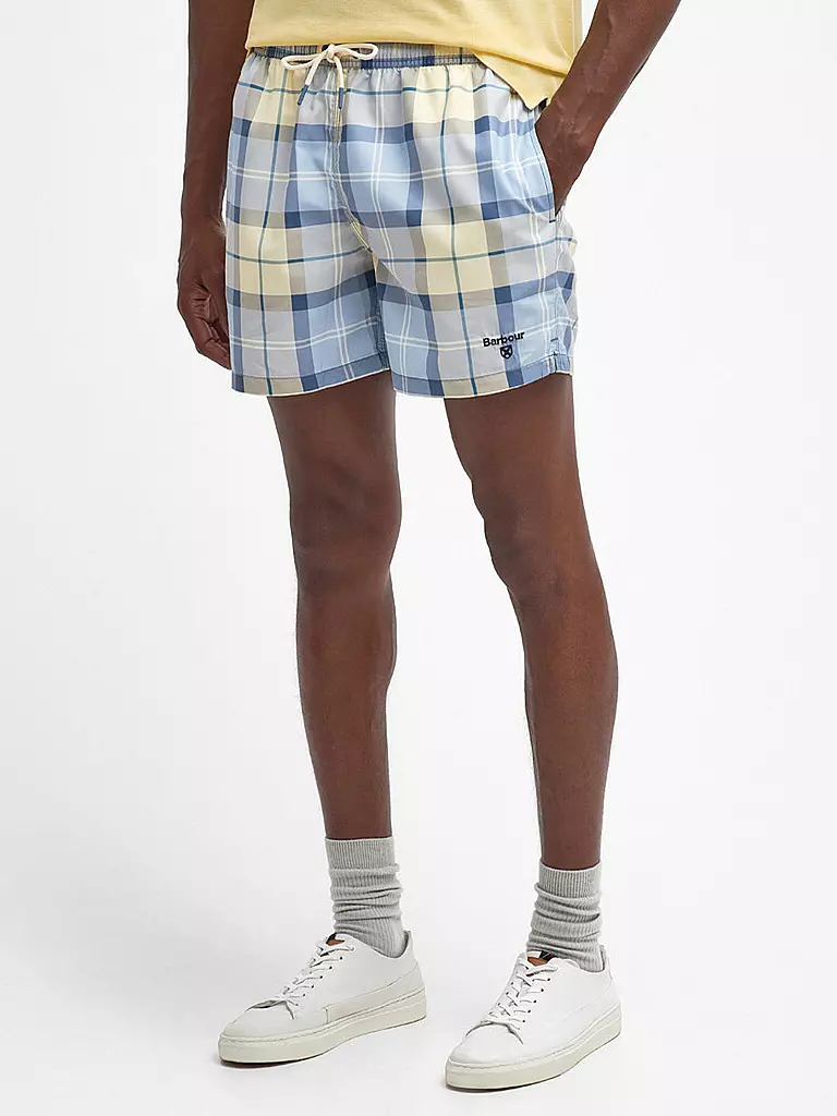BARBOUR | Badeshorts TARTAN STAPLE | Blu chiaro