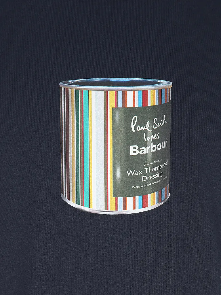 BARBOUR | Paul Smith loves Barbour T-Shirt con grafica barattolo di cera | Blu scuro