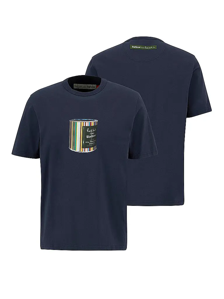 BARBOUR | Paul Smith loves Barbour T-Shirt con grafica barattolo di cera | Blu scuro
