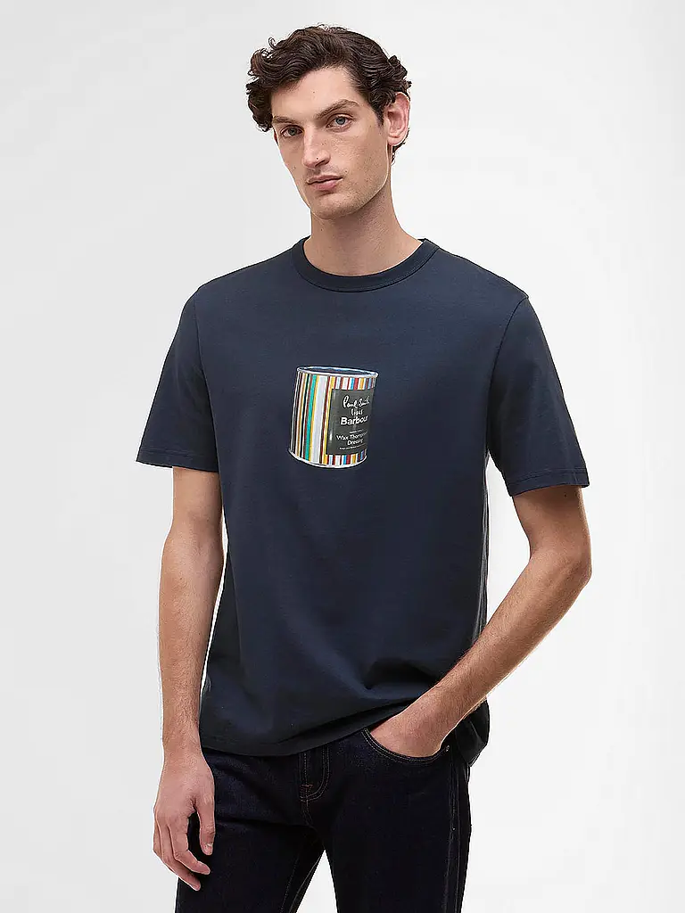 BARBOUR | Paul Smith loves Barbour T-Shirt con grafica barattolo di cera | Blu scuro