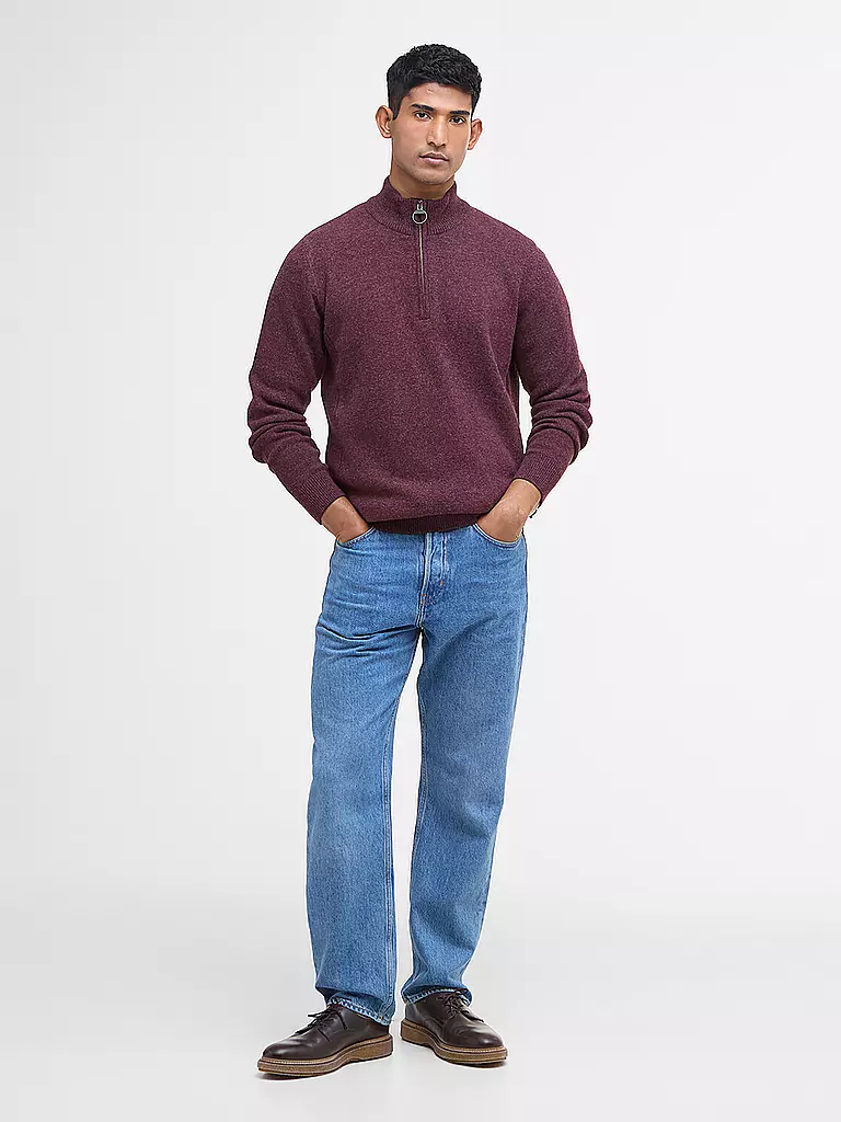 BARBOUR | Pullover Troyer HOLDIN | Rosso scuro