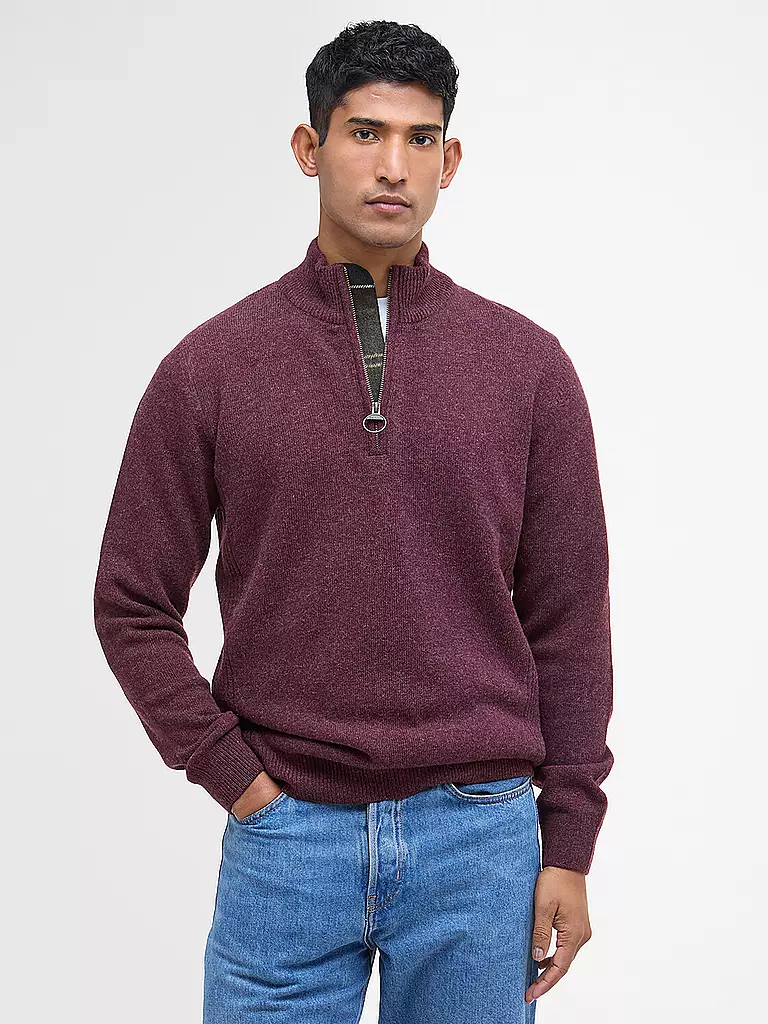 BARBOUR | Pullover Troyer HOLDIN | Rosso scuro