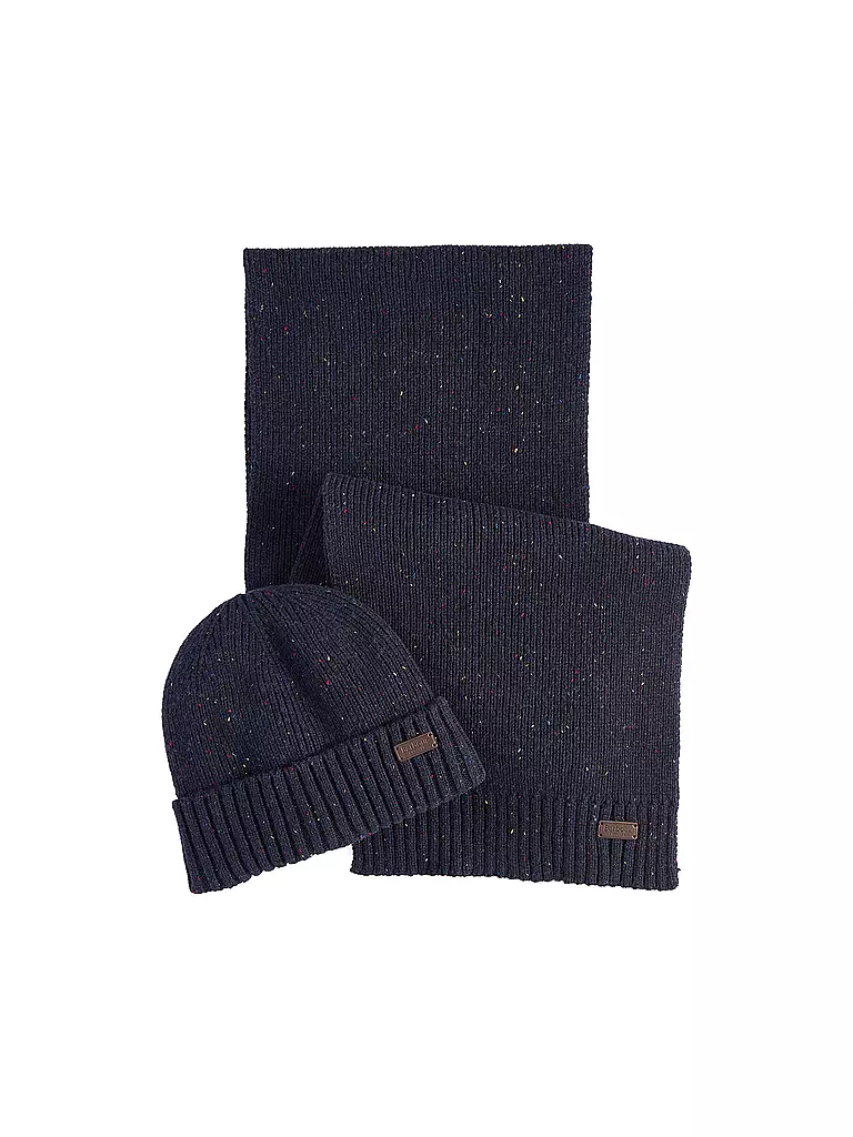 BARBOUR | Set regalo 2 pezzi sciarpa e cappello CARLTON | Blu scuro