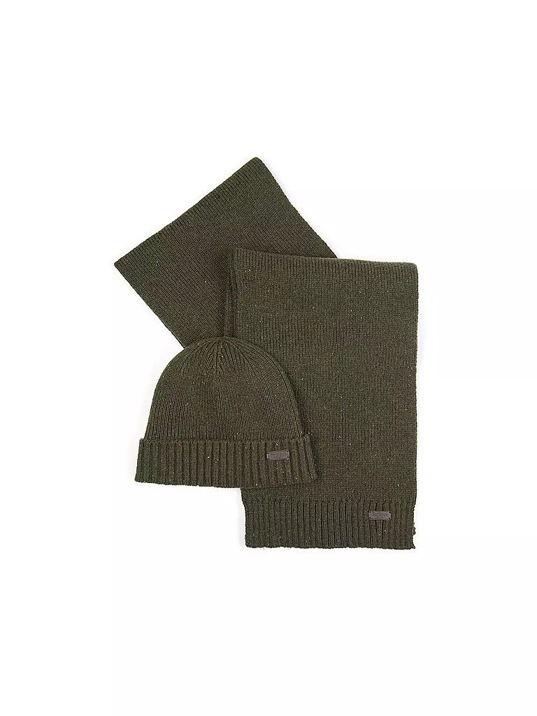 BARBOUR | Set regalo 2 pezzi sciarpa e cappello CARLTON | Oliva