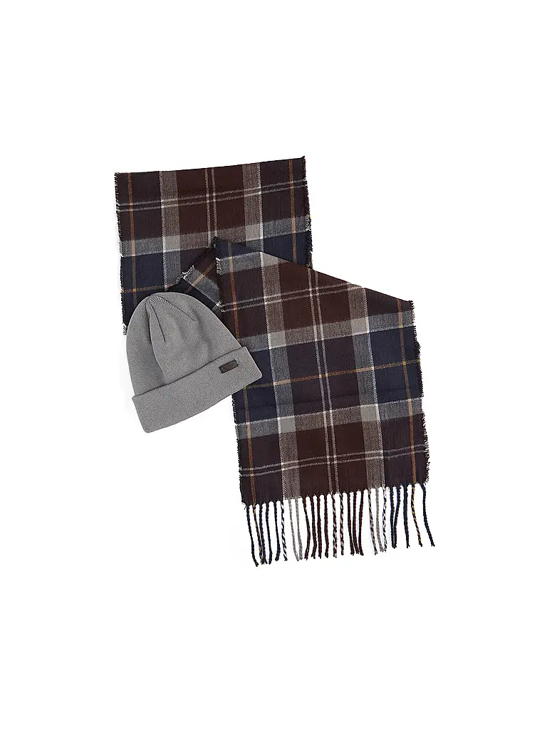 BARBOUR | Set regalo 2 pezzi sciarpa e cappello SWINTON CHRISTMAS | Grigio