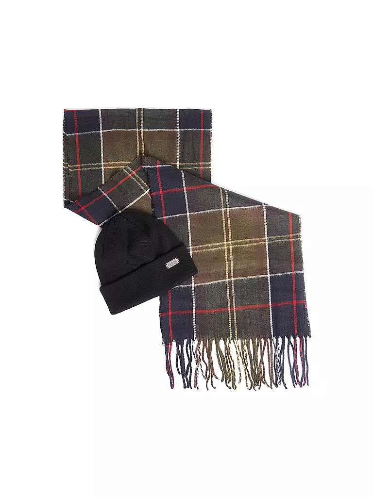 BARBOUR | Set regalo 2 pezzi sciarpa e cappello SWINTON CHRISTMAS | Oliva