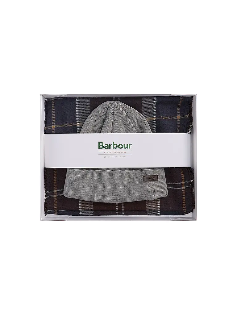 BARBOUR | Set regalo 2 pezzi sciarpa e cappello SWINTON CHRISTMAS | Grigio