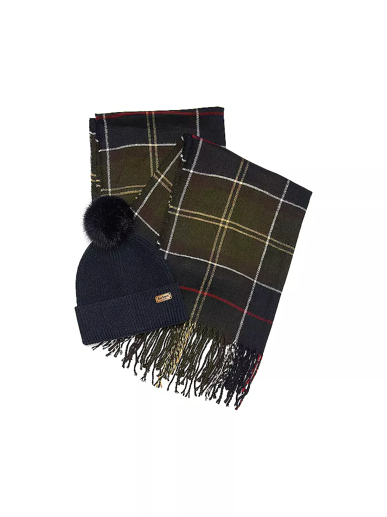 BARBOUR | Set regalo berretto e sciarpa DOVER | Verde scuro