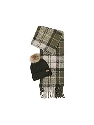 BARBOUR | Set regalo berretto e sciarpa SALTBURN | Oliva