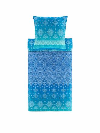 BASSETTI | Biancheria da letto in raso KERALA 70x90cm/140x200cm Blu