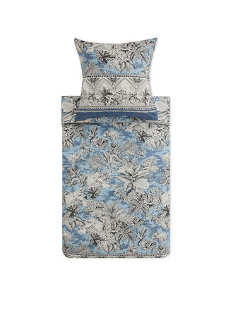 BASSETTI | Biancheria da letto in raso BOBOLI 70x90cm/140x200cm Blu fumo