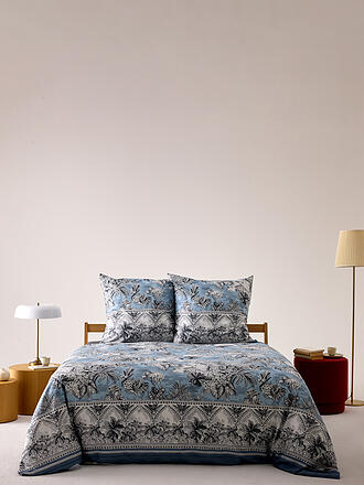 BASSETTI | Biancheria da letto in raso BOBOLI 70x90cm/140x200cm Blu fumo