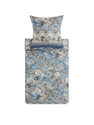 BASSETTI | Biancheria da letto in raso BOBOLI 70x90cm/140x220cm Blu fumo