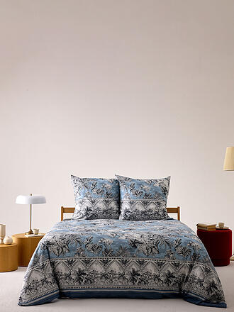 BASSETTI | Biancheria da letto in raso BOBOLI 70x90cm/140x220cm Blu fumo