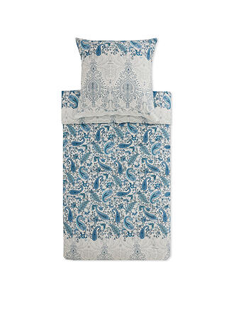 BASSETTI | Biancheria da letto in raso MONNALISA 2x 70x90cm / 200x200cm Blu fumo