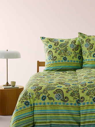 BASSETTI | Biancheria da letto in raso RAPALLO 70x90cm/140x200cm Verde Chiaro