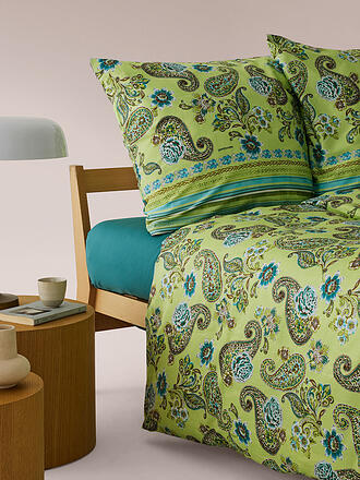 BASSETTI | Biancheria da letto in raso RAPALLO 70x90cm/140x200cm Verde Chiaro