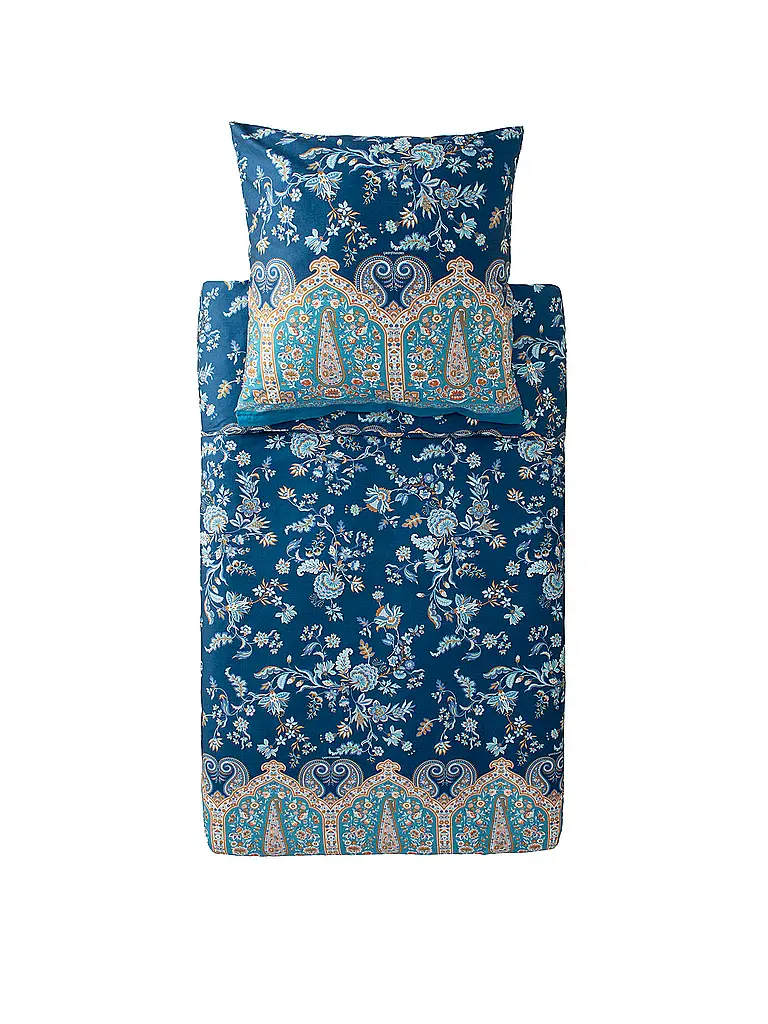 BASSETTI | Biancheria da letto in raso 2x70x90cm/ 200x200cm INDIAN ROSES Blu | Blu scuro