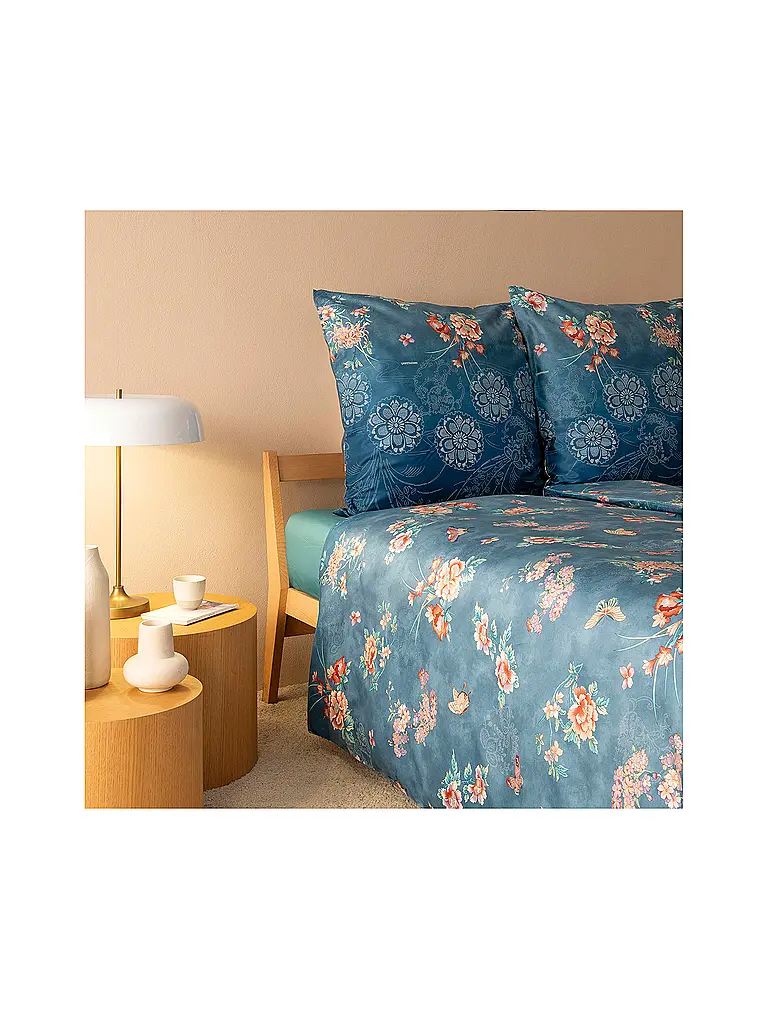 BASSETTI | Biancheria da letto in raso 70x90cm / 140x200cm ESPERIDI Petrolio | 