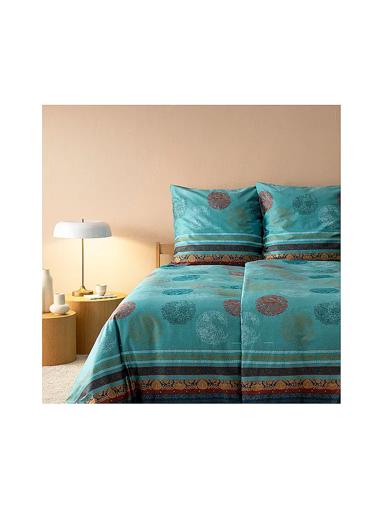 BASSETTI | Biancheria da letto in raso 70x90cm / 140x200cm FLORENCE Turchese | Turchese