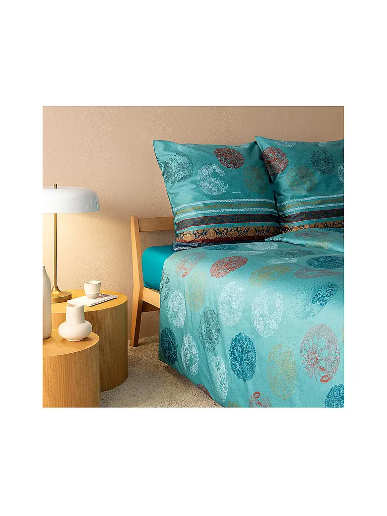 BASSETTI | Biancheria da letto in raso 70x90cm / 140x200cm FLORENCE Turchese | 