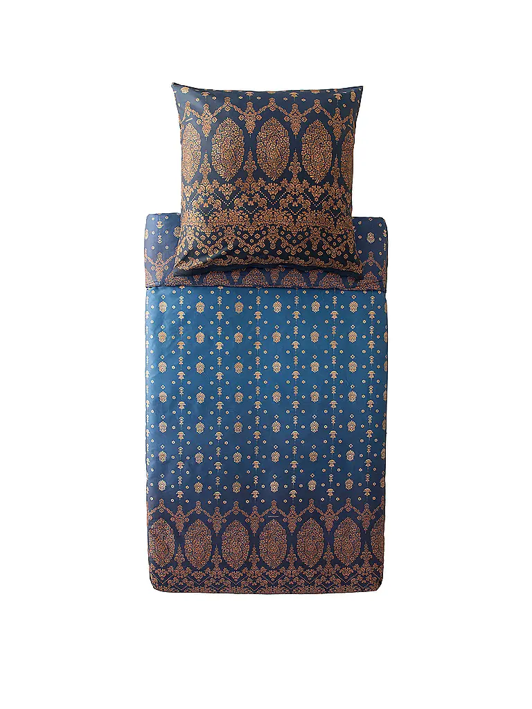 BASSETTI | Biancheria da letto in raso 70x90cm / 140x200cm GOLD DECOR Blu | Blu scuro