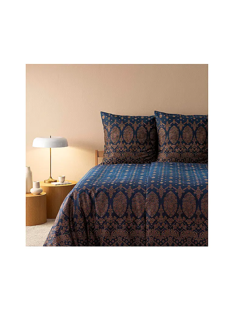 BASSETTI | Biancheria da letto in raso 70x90cm / 140x200cm GOLD DECOR Blu | Blu scuro