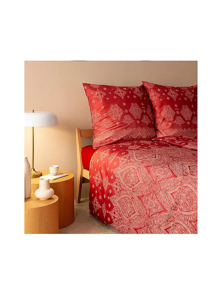 BASSETTI | Biancheria da letto in raso 70x90cm / 140x200cm KERALA Bordeaux | 