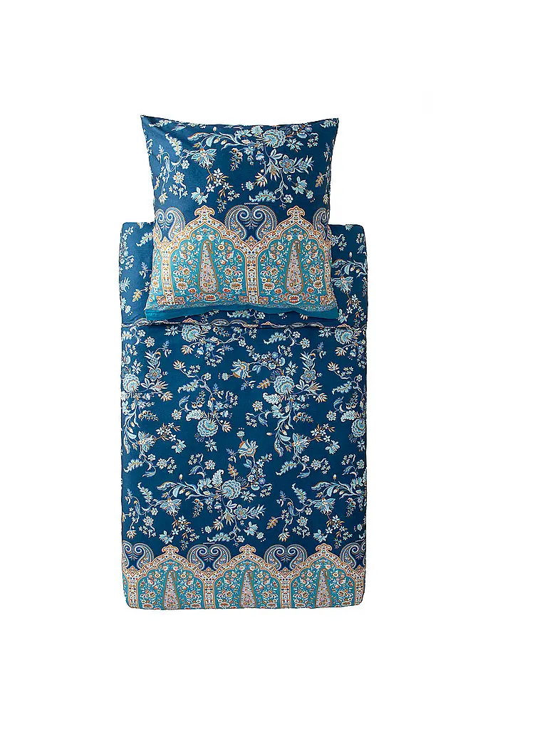 BASSETTI | Biancheria da letto in raso 70x90cm / 140x220cm INDIAN ROSES Blu | Blu scuro