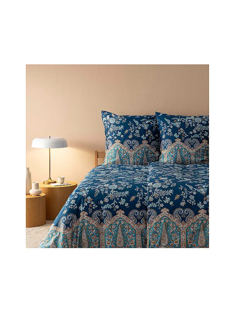 BASSETTI | Biancheria da letto in raso 70x90cm / 140x220cm INDIAN ROSES Blu | Blu scuro