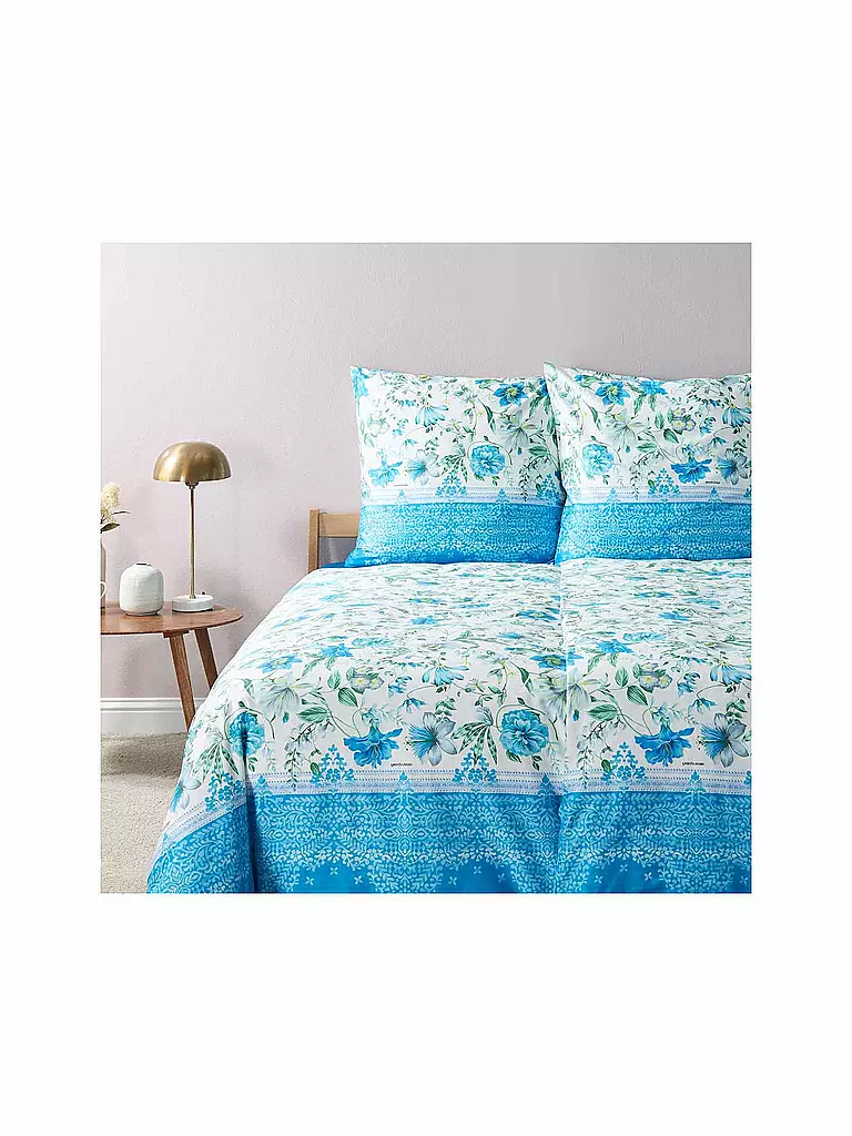 BASSETTI | Biancheria da letto in raso CASABLANCA 70x90cm/140x200cm Blu | Blu