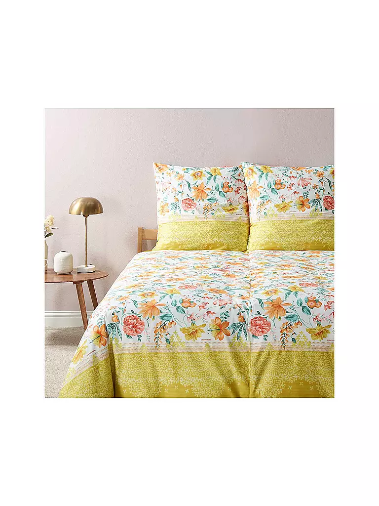 BASSETTI | Biancheria da letto in raso CASABLANCA 70x90cm/140x200cm Giallo | Giallo