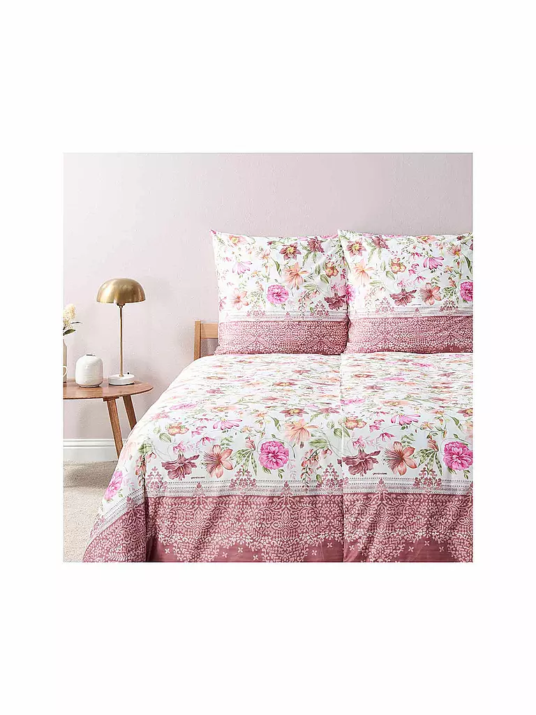 BASSETTI | Biancheria da letto in raso CASABLANCA 70x90cm/140x200cm Rosa antico | Rosa