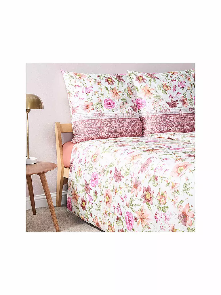 BASSETTI | Biancheria da letto in raso CASABLANCA 70x90cm/140x200cm Rosa antico | 