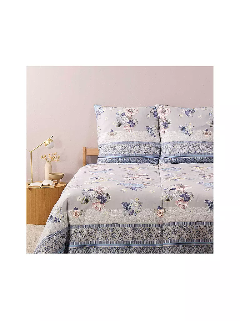 BASSETTI | Biancheria da letto in raso HANAMI 70x90cm/140x200cm Blu | Blu chiaro