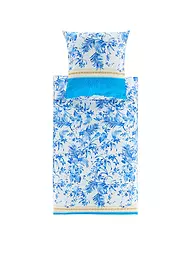 BASSETTI | Biancheria da letto in raso IBISCUS 70x90cm/140x200cm Bianco/Blu | Blu