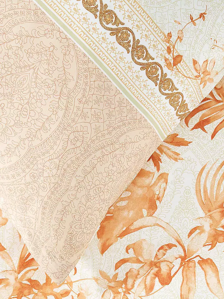 BASSETTI | Biancheria da letto in raso IBISCUS 70x90cm/140x200cm Crema/Corallo | 