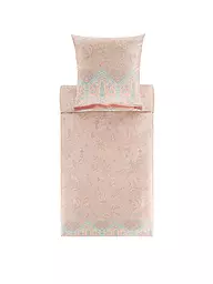 BASSETTI | Biancheria da letto in raso INDIAN ROSES 70x90cm/140x200cm Menta | Beige