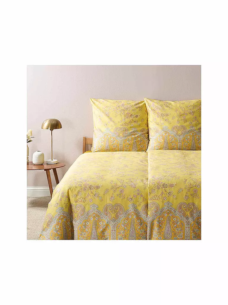 BASSETTI | Biancheria da letto in raso INDIAN ROSES 70x90cm/140x200cm Giallo | Giallo