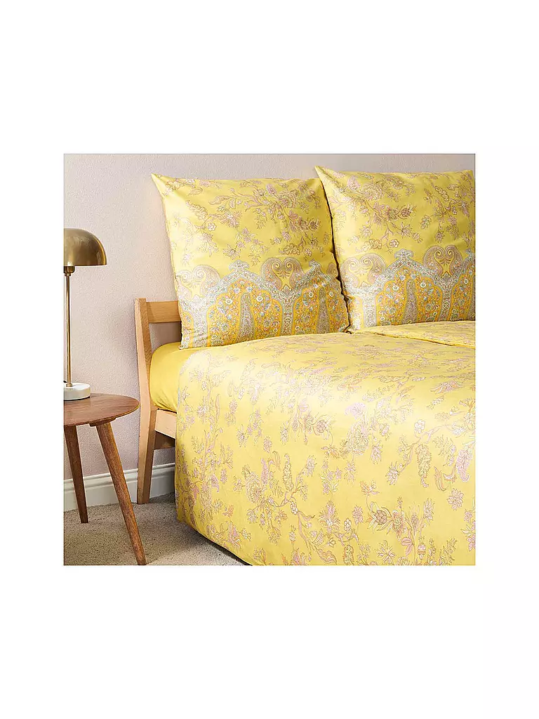 BASSETTI | Biancheria da letto in raso INDIAN ROSES 70x90cm/140x200cm Giallo | 