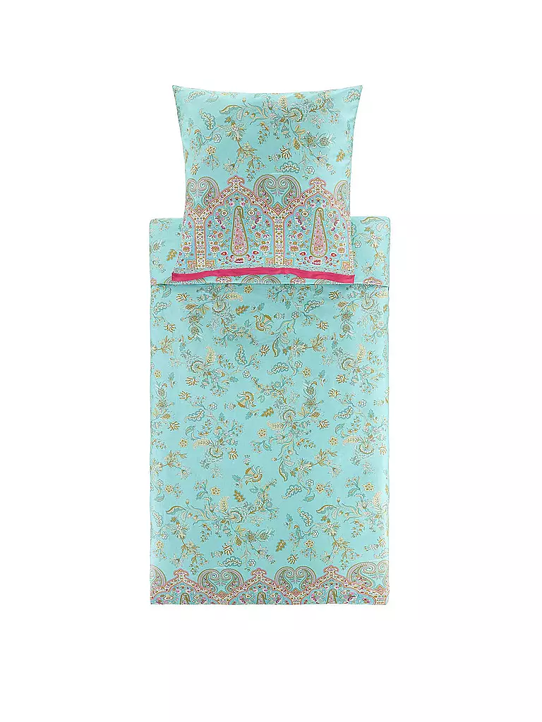 BASSETTI | Biancheria da letto in raso INDIAN ROSES 70x90cm/140x200cm Menta | Menta