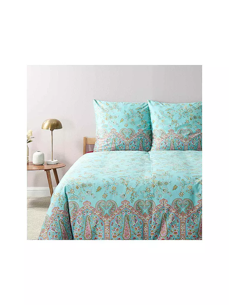 BASSETTI | Biancheria da letto in raso INDIAN ROSES 70x90cm/140x200cm Menta | Menta
