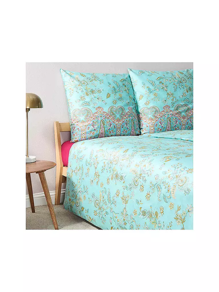BASSETTI | Biancheria da letto in raso INDIAN ROSES 70x90cm/140x200cm Menta | 