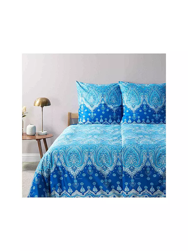 BASSETTI | Biancheria da letto in raso ISOLABELLA 70x90cm/140x200cm Blu | Blu