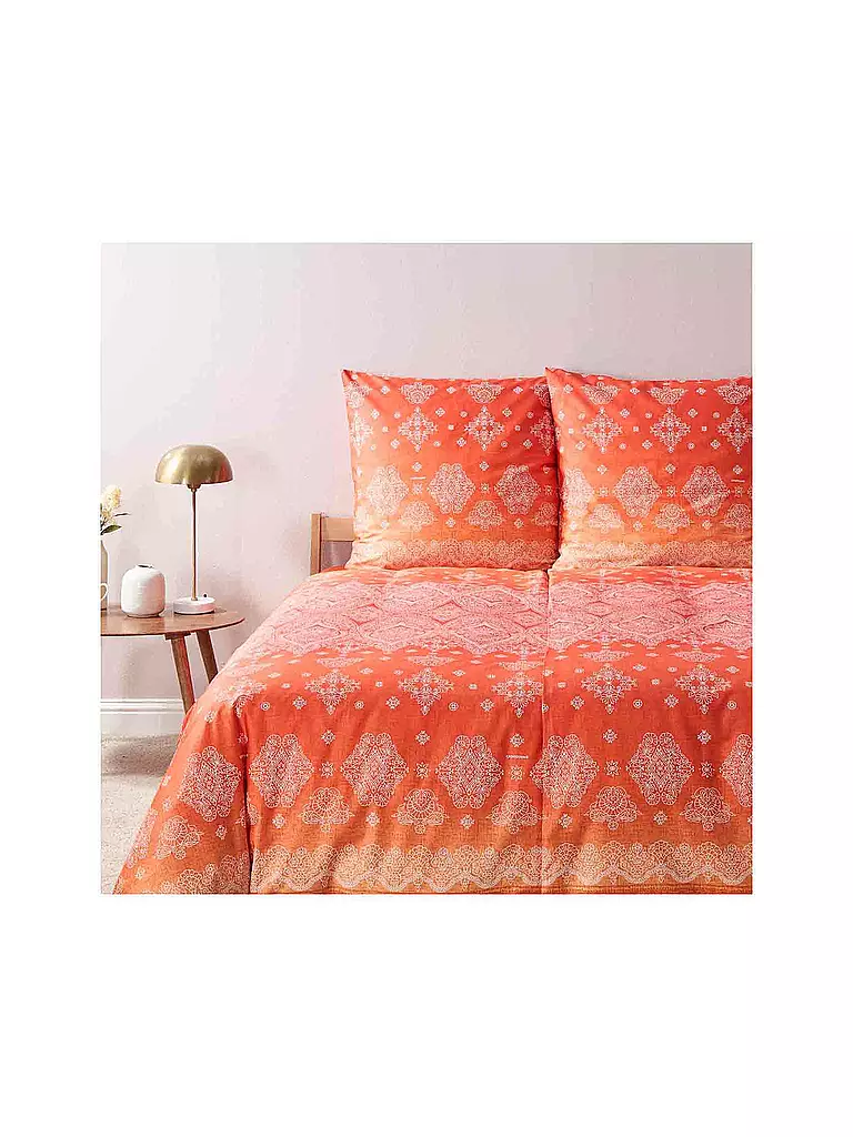 BASSETTI | Biancheria da letto in raso KERALA 70x90cm/140x200cm Arancione | Arancione